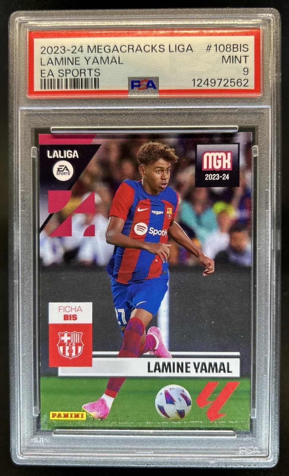 2023 Panini Megacracks LaLiga EA Sports Lamine Yamal RC #108 bis Barcelona PSA 9