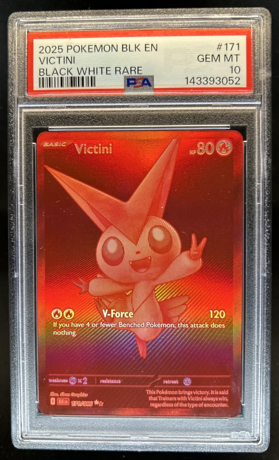 2025 Pokemon Black Bolt Victini and White Rare #171/086 PSA 10 GEM MINT