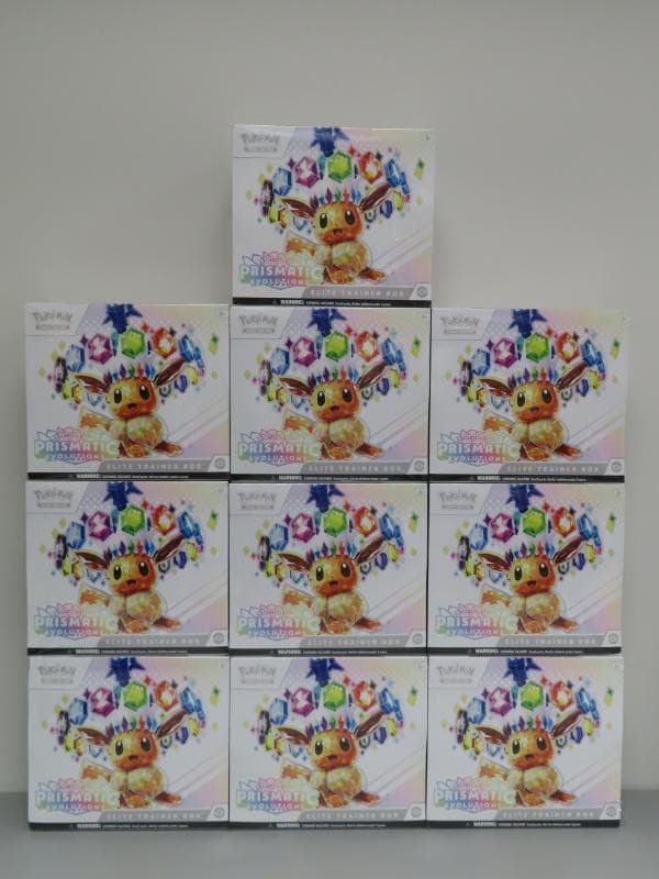 (10) Lot 2025 Pokemon Scarlet Violet Prismatic Evolutions ETB Elite Trainer Box