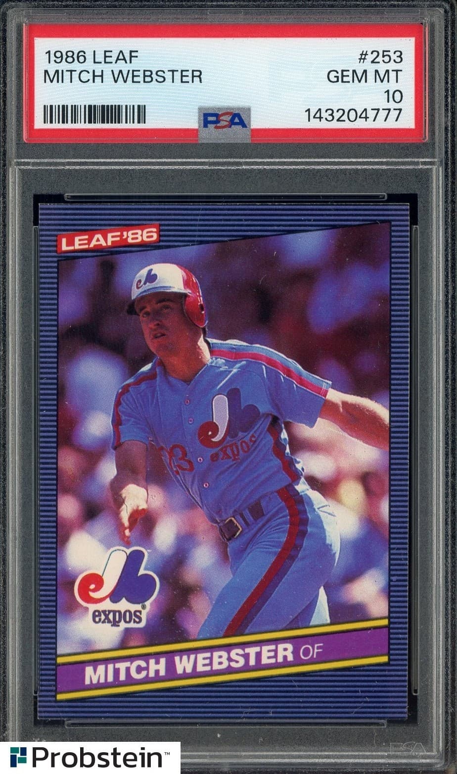 1986 Leaf #253 Mitch Webster Montreal Expos PSA 10 GEM MINT