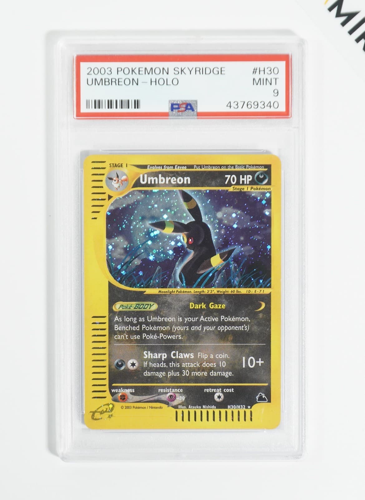Pokemon PSA 9 Umbreon #H30 Holo Skyridge 2003 English