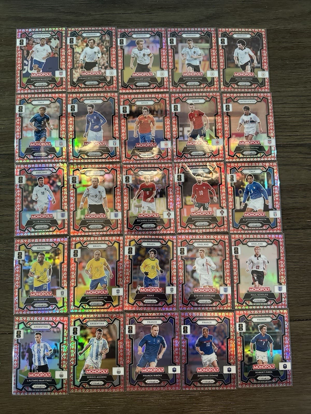 2026 Panini Prizm Monopoly FIFA Free Parking 25 Card Lot Neymar Zidane Kaka MPL1