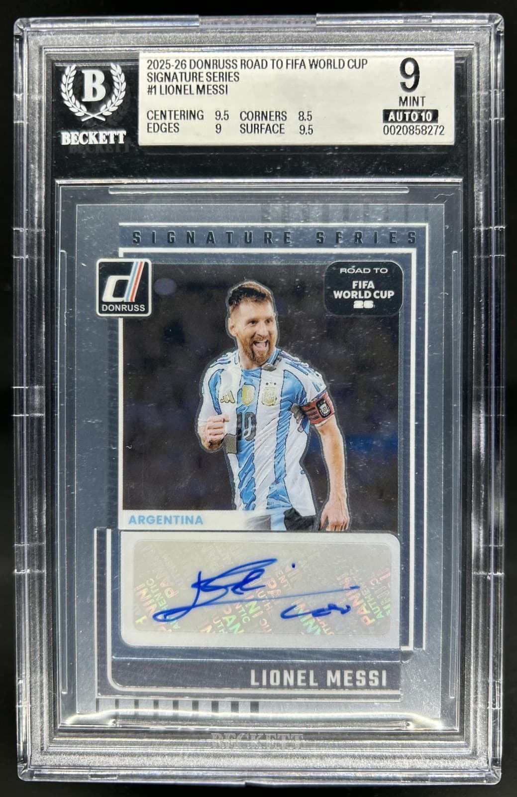 2025-26 Donruss World Cup 26' Lionel Messi Signature Series Auto #SS-LM BGS 9/10