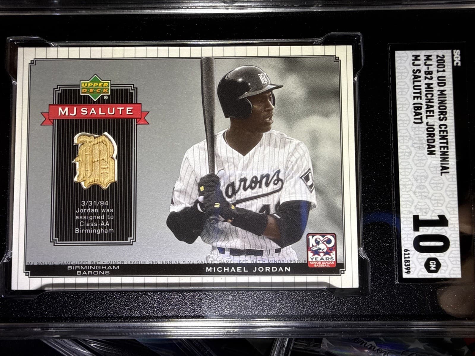 Michael Jordan Game Used Bat 2001 Ud Minors Centennial Sgc-10 Low Pop