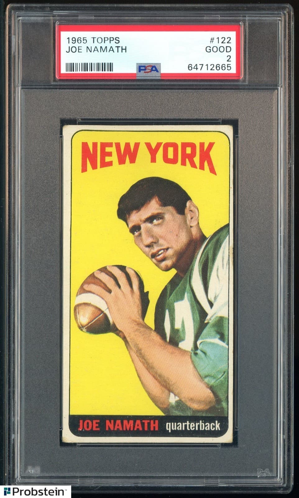 1965 Topps Football #122 Joe Namath New York Jets RC Rookie HOF PSA 2 GOOD
