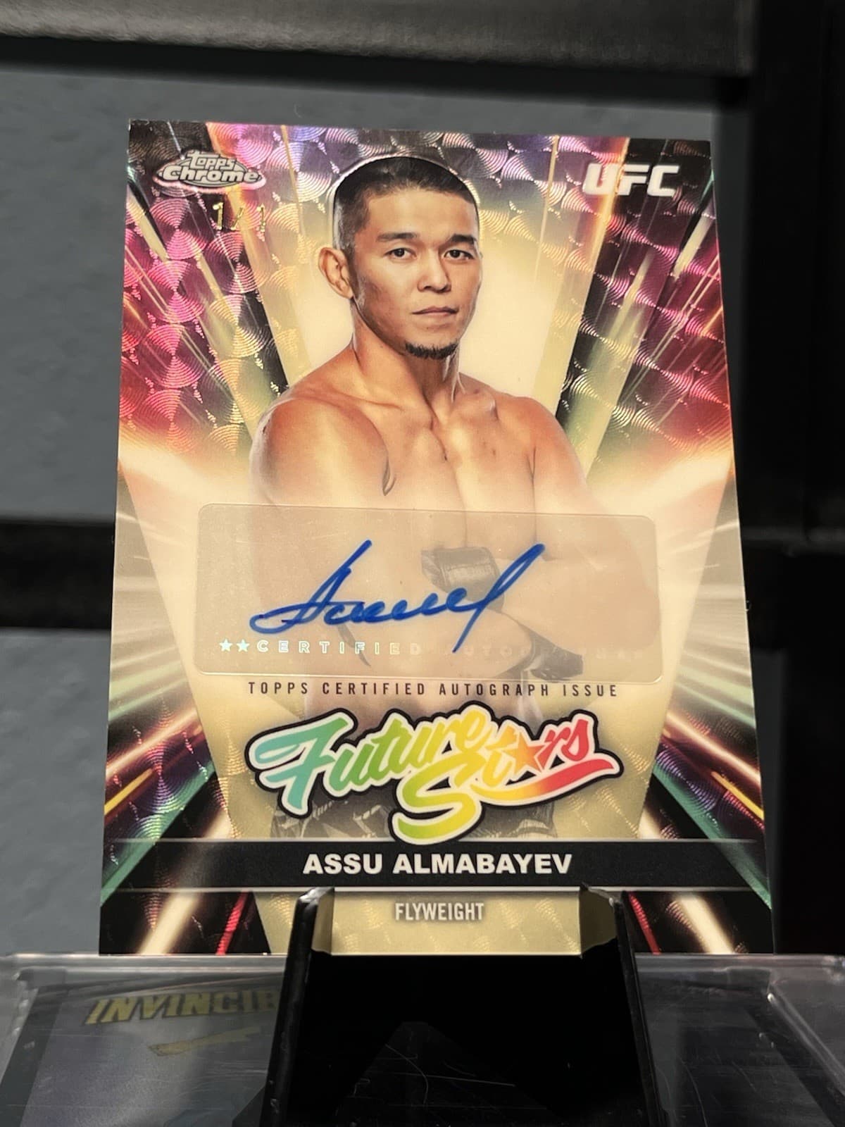 Topps UFC Chrome 2026 Future Stars Auto Assu Almabayev Superfractor 1/1 FSA-AA