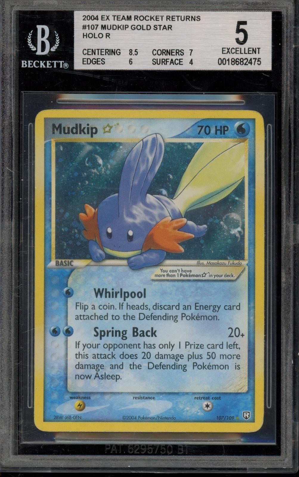 Pokemon Mudkip Gold Star Holo EX Team Rocket Returns #107 Bgs 5