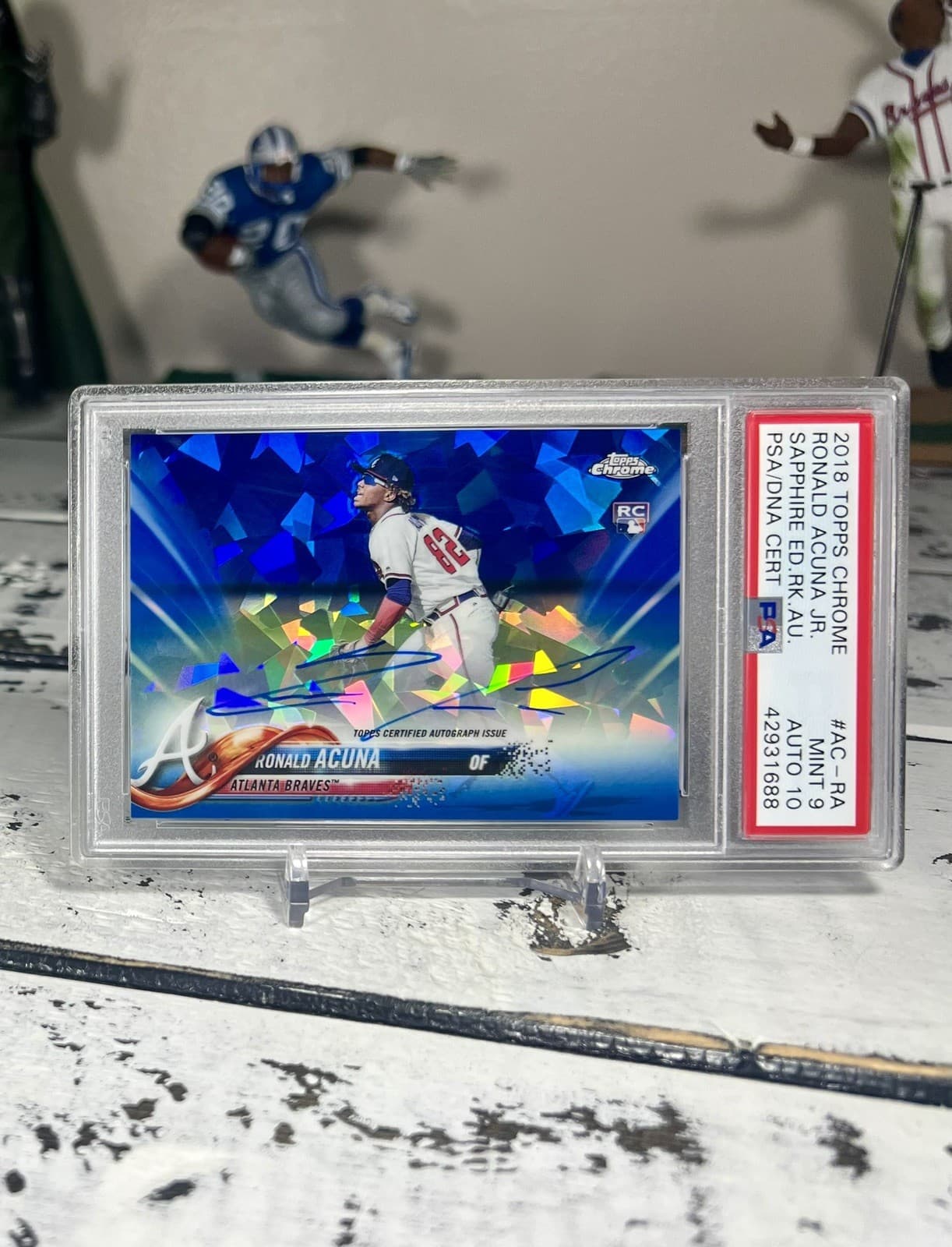 2018 Topps Chrome Sapphire Auto Ronald Acuna Rookie PSA 9 Grade PSA 10 Auto 