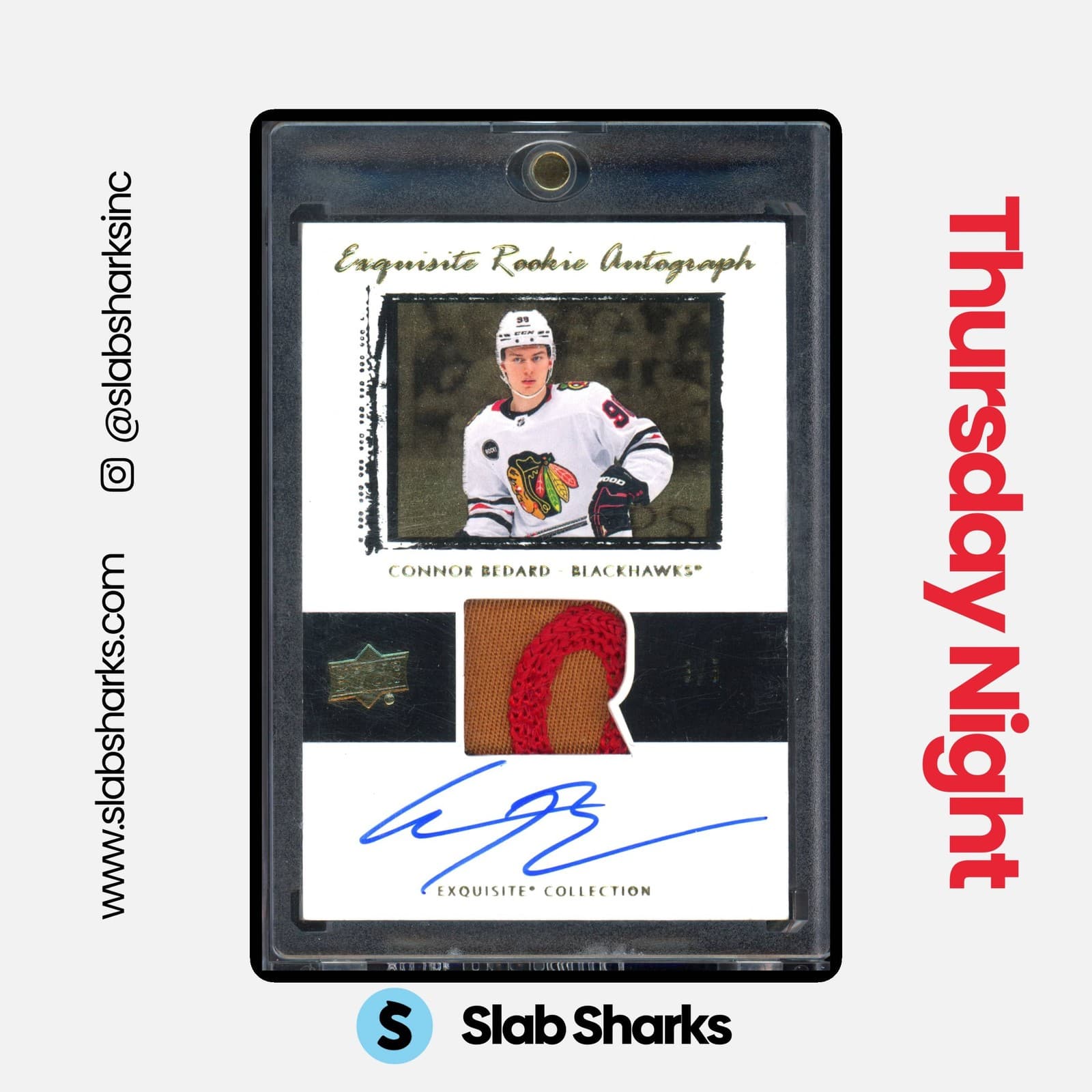 2023 UPPER DECK ICE CONNOR BEDARD EXQUISITE '03-04 ROOKIE AUTO PATCH GOLD /5