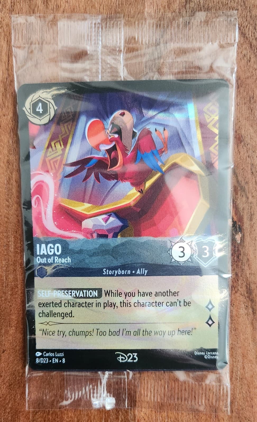 New Disney Lorcana D23 2025 Gold Member Exclusive Gift Iago 8/ Foil Promo Card