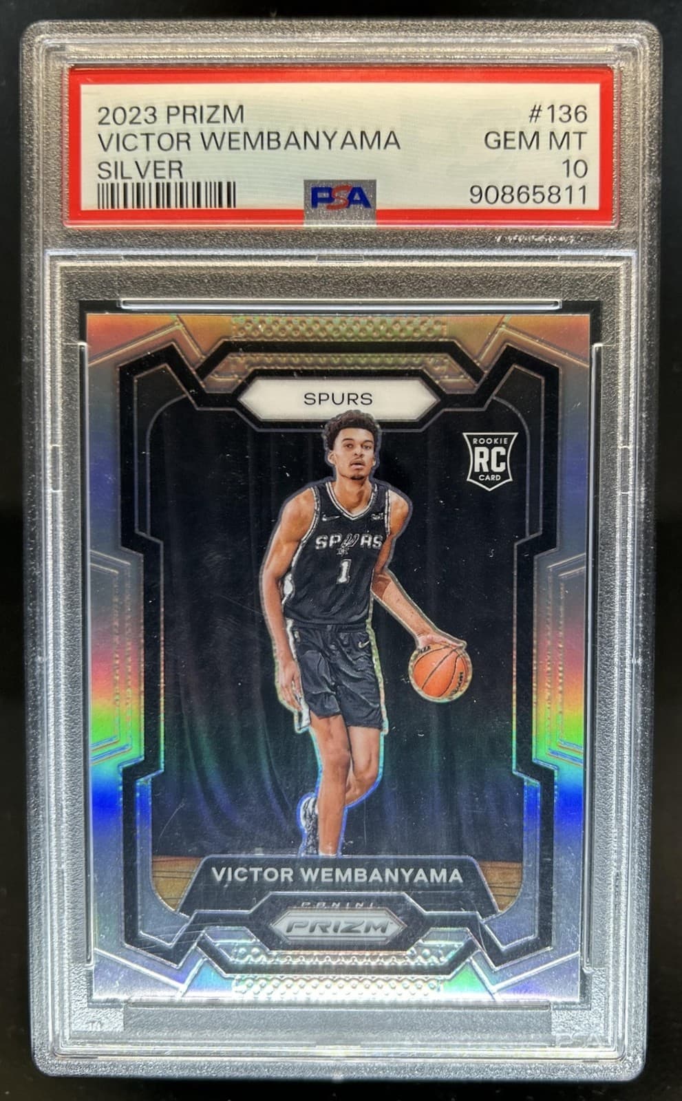 2023-24 Panini Prizm Victor Wembanyama RC Prizm Silver Rookie #136 Spurs PSA 10