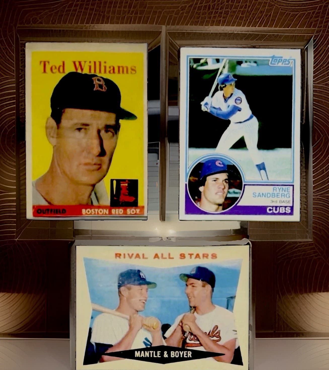 Mickey Mantle Ted Williams & Ryan Sandberg RC Vintage Topps Baseball Cards Lot