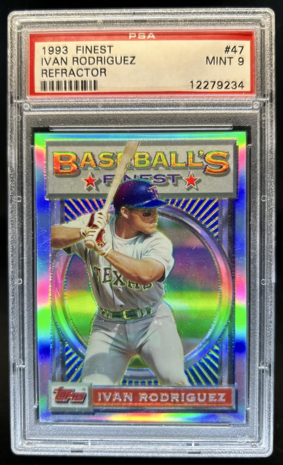 1993 Topps Finest Ivan Rodriguez Refractor #47 Rangers PSA 9