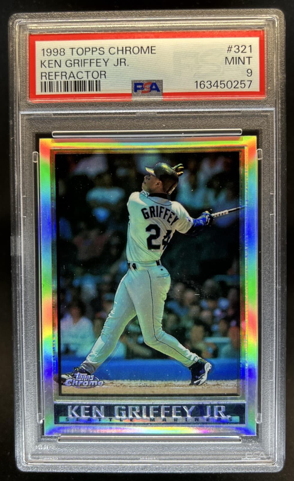 1998 Topps Chrome Ken Griffey Jr. Refractor #321 Mariners PSA 9