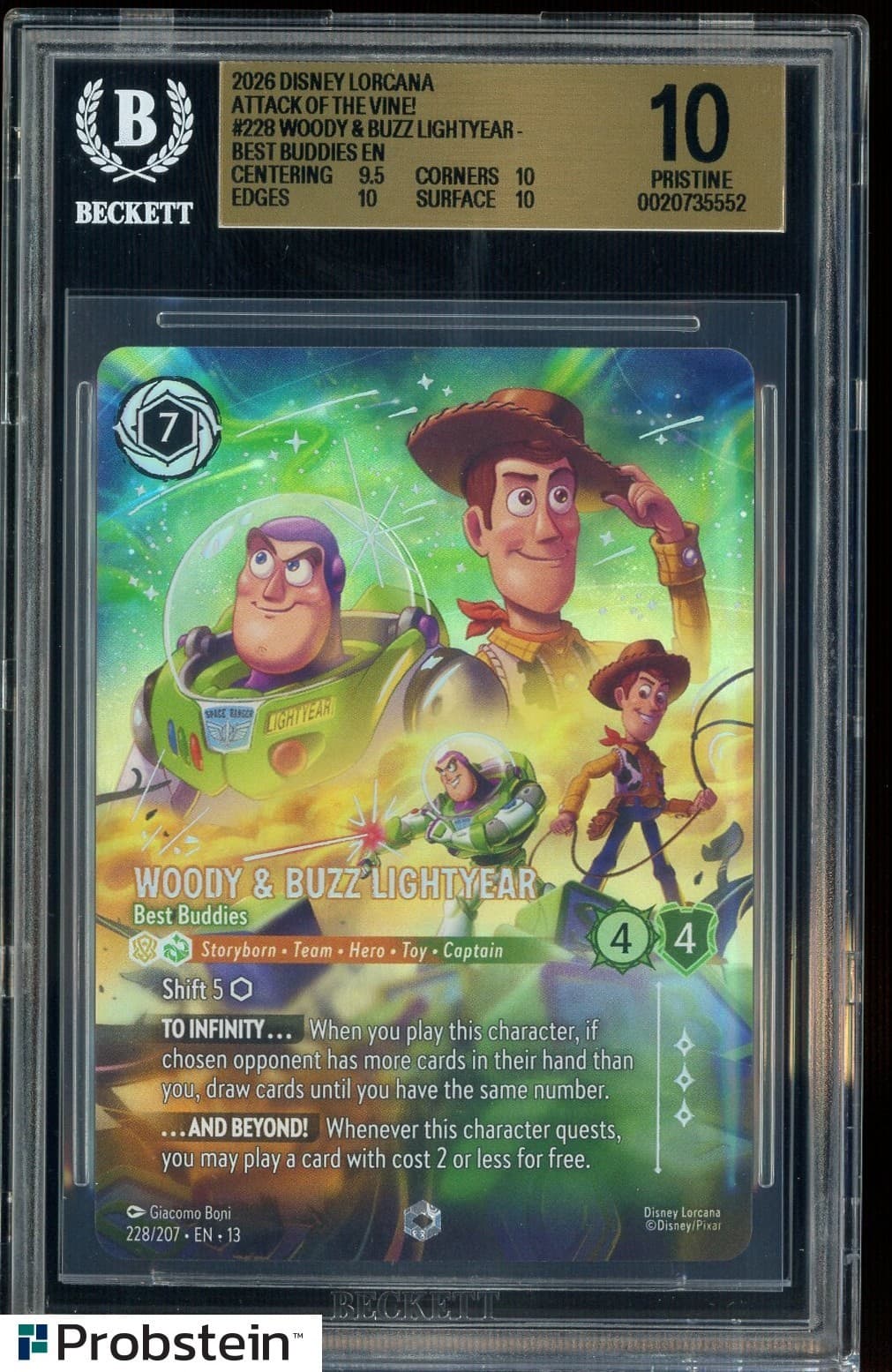 2026 Disney Lorcana EN 13 #228 Woody & Buzz Lightyear Best Buddies BGS 10