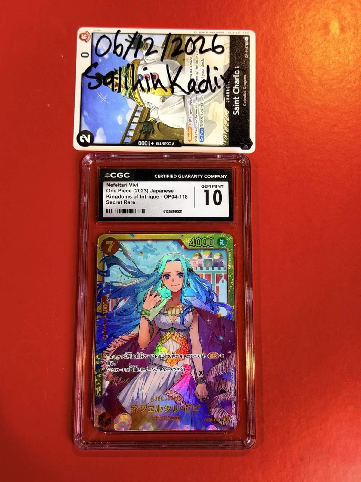Bandai One Piece Card Game Nefeltari Vivi OP04-118 Holo Secret Rare CGC 10 Auto