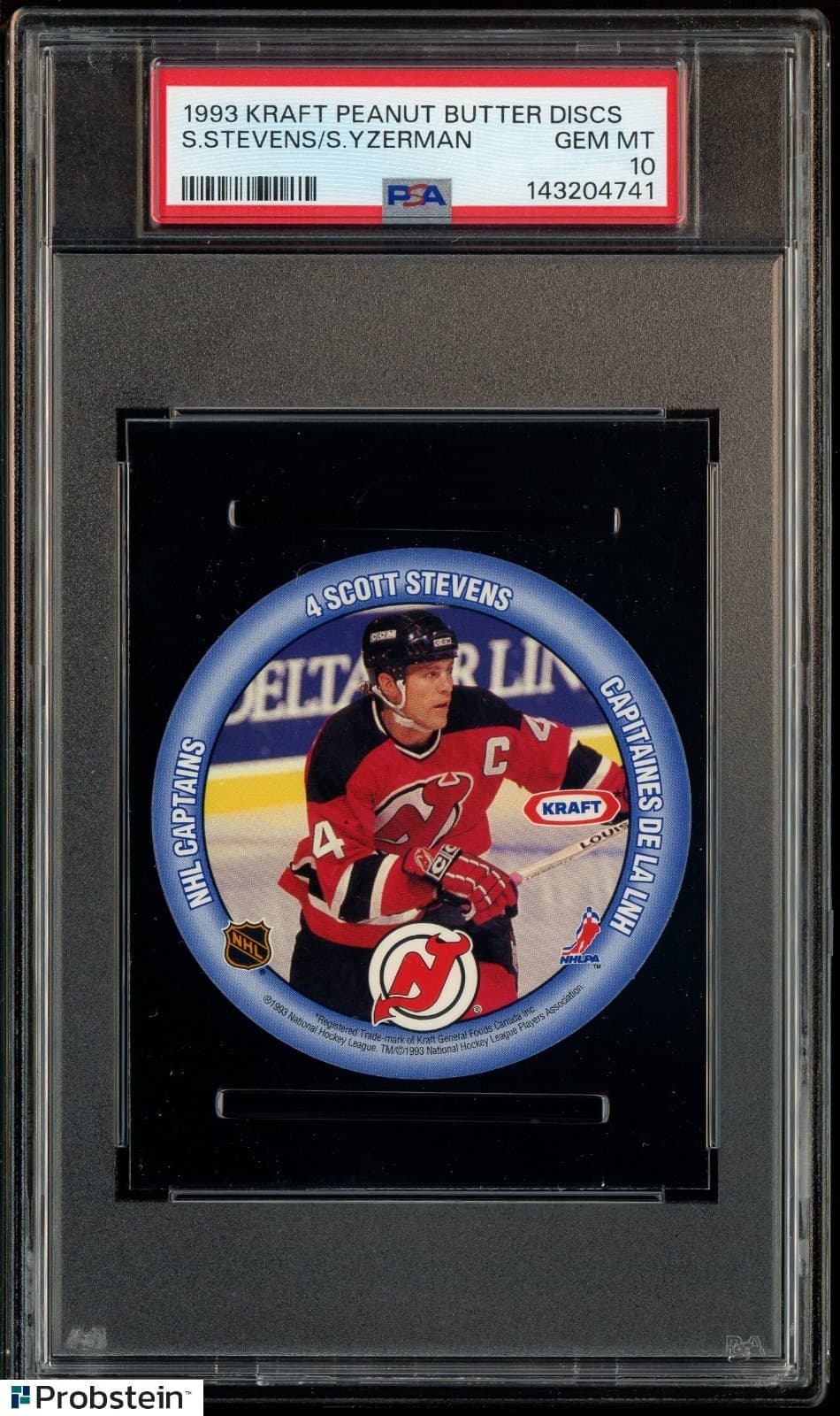 1993 Kraft Peanut Butter Discs Hockey Scott Stevens Steve Yzerman HOF PSA 10