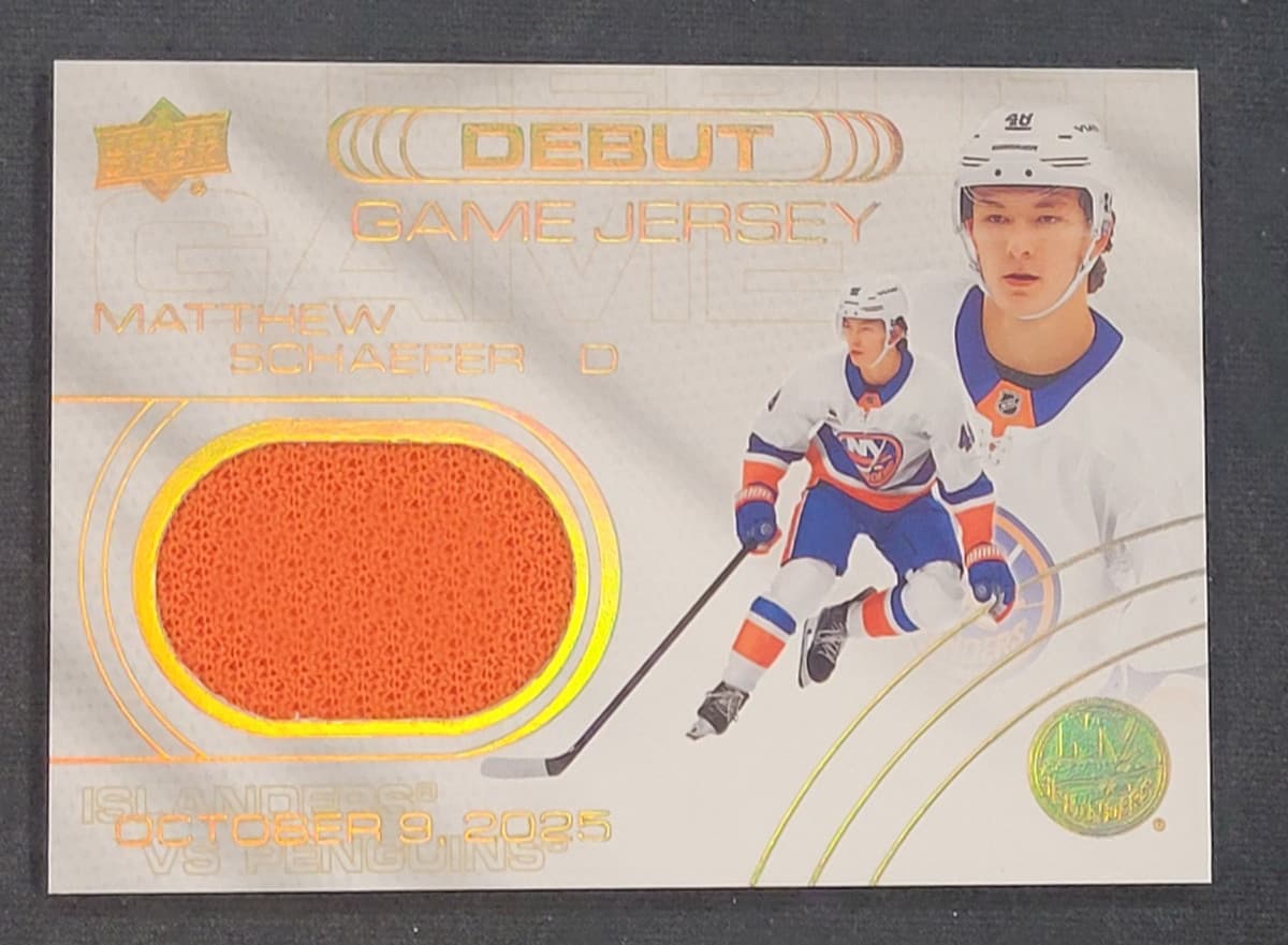 2025-26 UPPER DECK EXTENDED MATTHEW SCHAEFER DEBUT GAME JERSEY ROOKIE #DGJ-MS