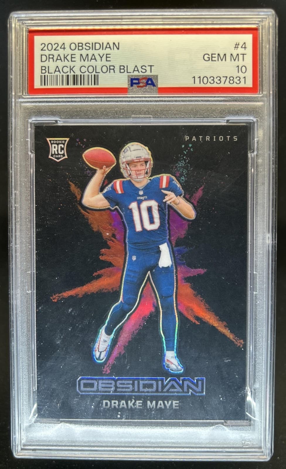 2024 Panini Obsidian Drake Maye Black Color Blast RC SSP #4 Patriots PSA 10
