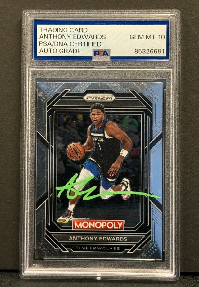Anthony Edwards Auto GREEN INK! 2022 Panini Prizm Monopoly PSA 10 RARE!