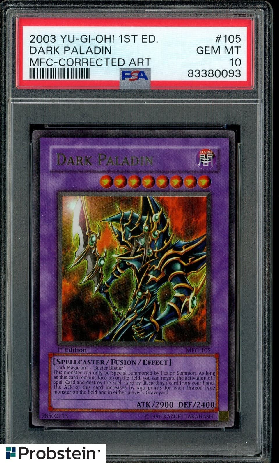 2003 Yu-Gi-Oh! Mfc-Magician'S Force #105 Dark Paladin Mfc-Corrected Art Psa 10