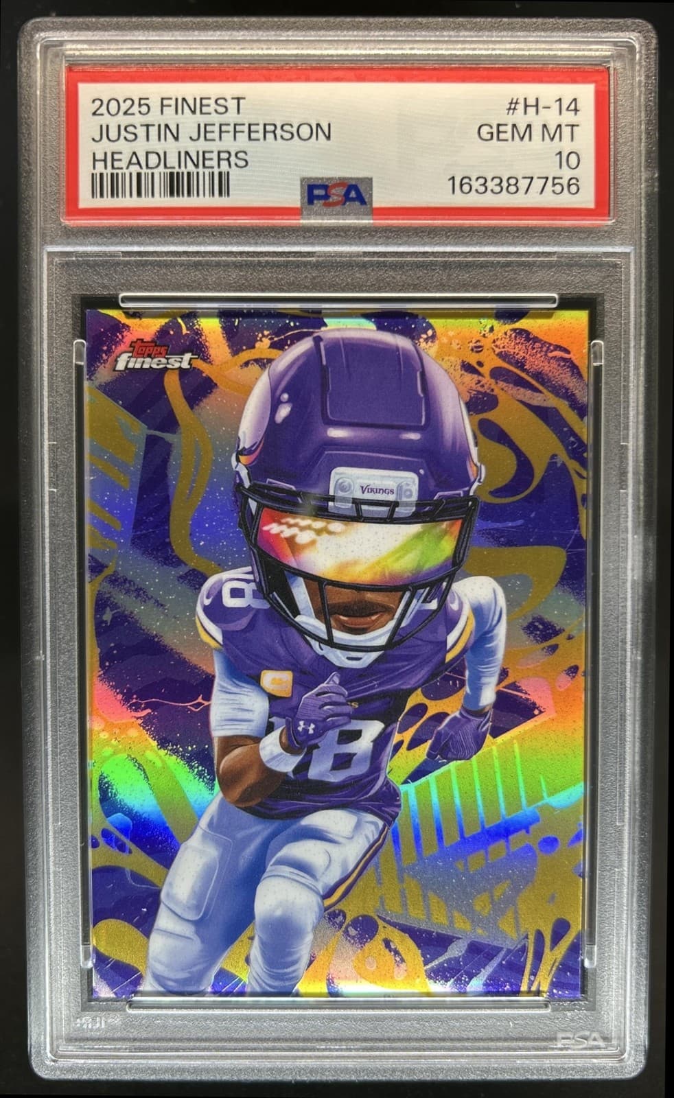 2025 Topps Finest Justin Jefferson Headliners SP #H-14 Vikings PSA 10 GEM MINT