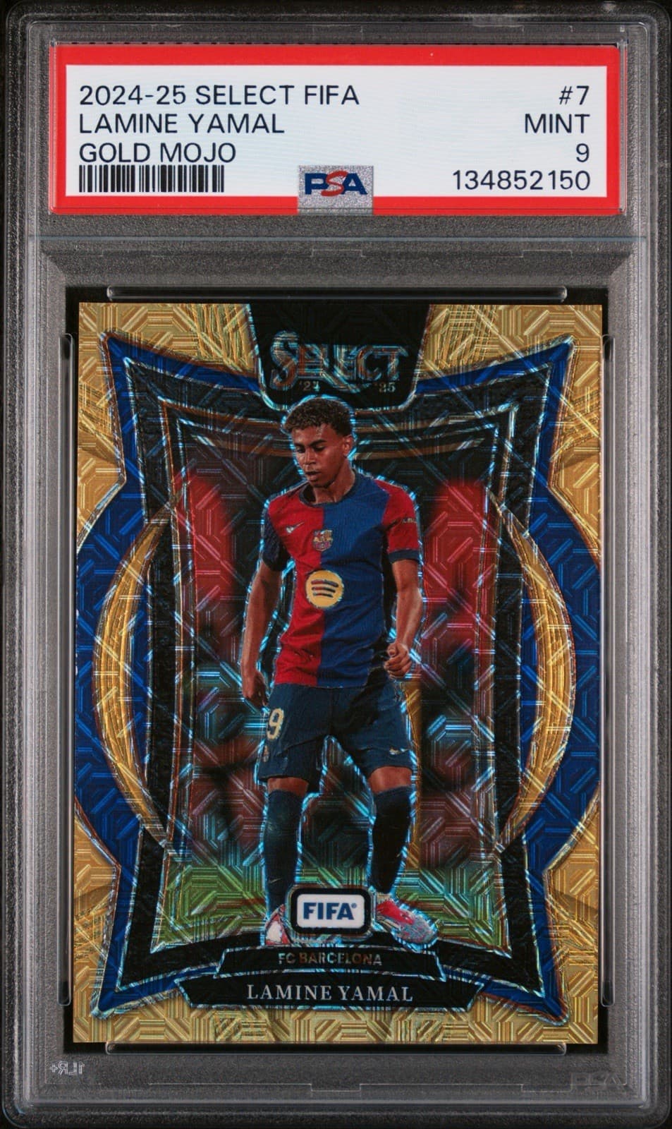 2024-25 Panini Select Fifa - Lamine Yamal #7 Gold Mojo Prizm 03/10 Psa 9 