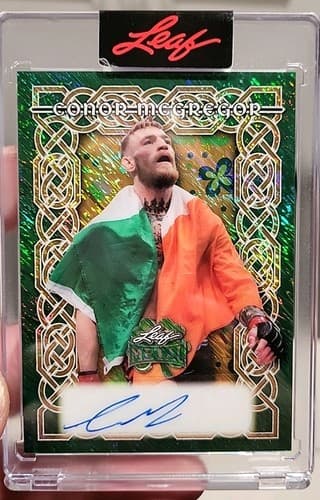 2026 Leaf St Pattys Day, Connor Mcgregor 1/1 Gold Vinyl Auto With 4 Leaf Clover.