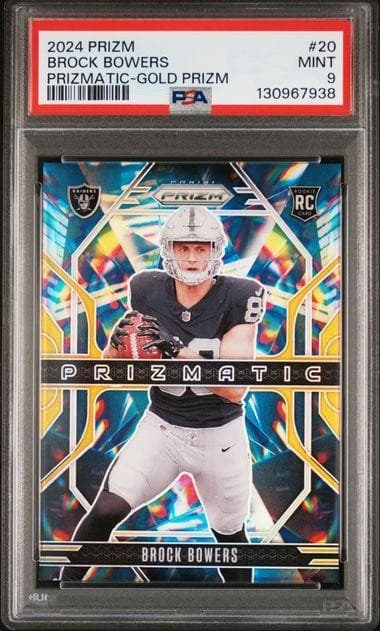 2024 Panini Prizm Brock Bowers Prizmatic Gold Rookie /10 PSA 9