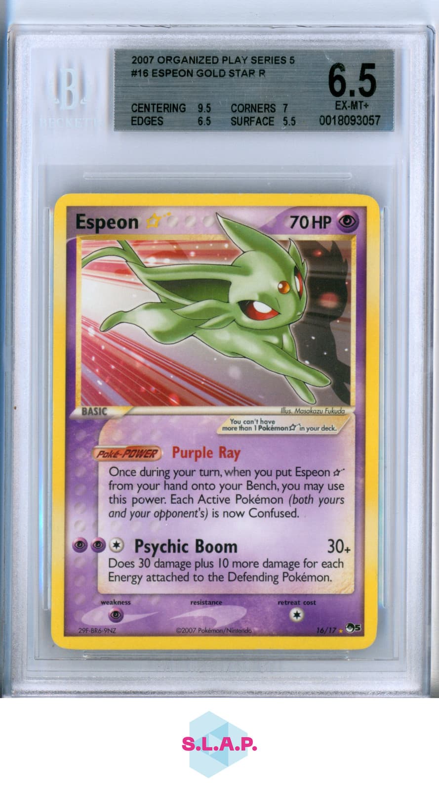 Espeon Pokemon Organized Play Series 5 Gold Star R 16 2007 Bgs 6.5
