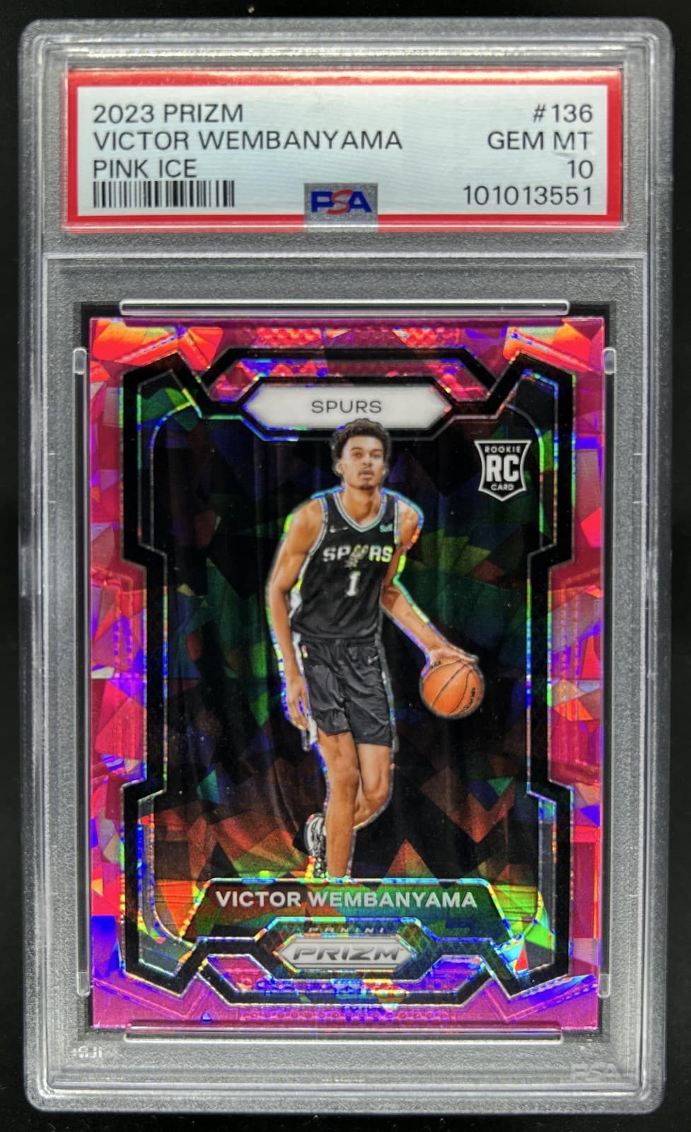 2023-24 Panini Prizm Victor Wembanyama Prizm Pink Ice RC #136 Spurs PSA 10