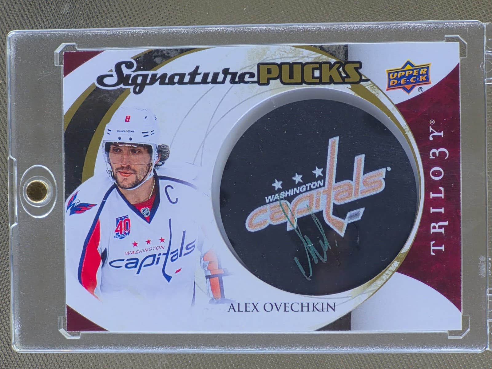 Alexander Ovechkin 2015-16 Upper Deck Trilogy Signature Pucks #SPAO   OVIE AUTO|