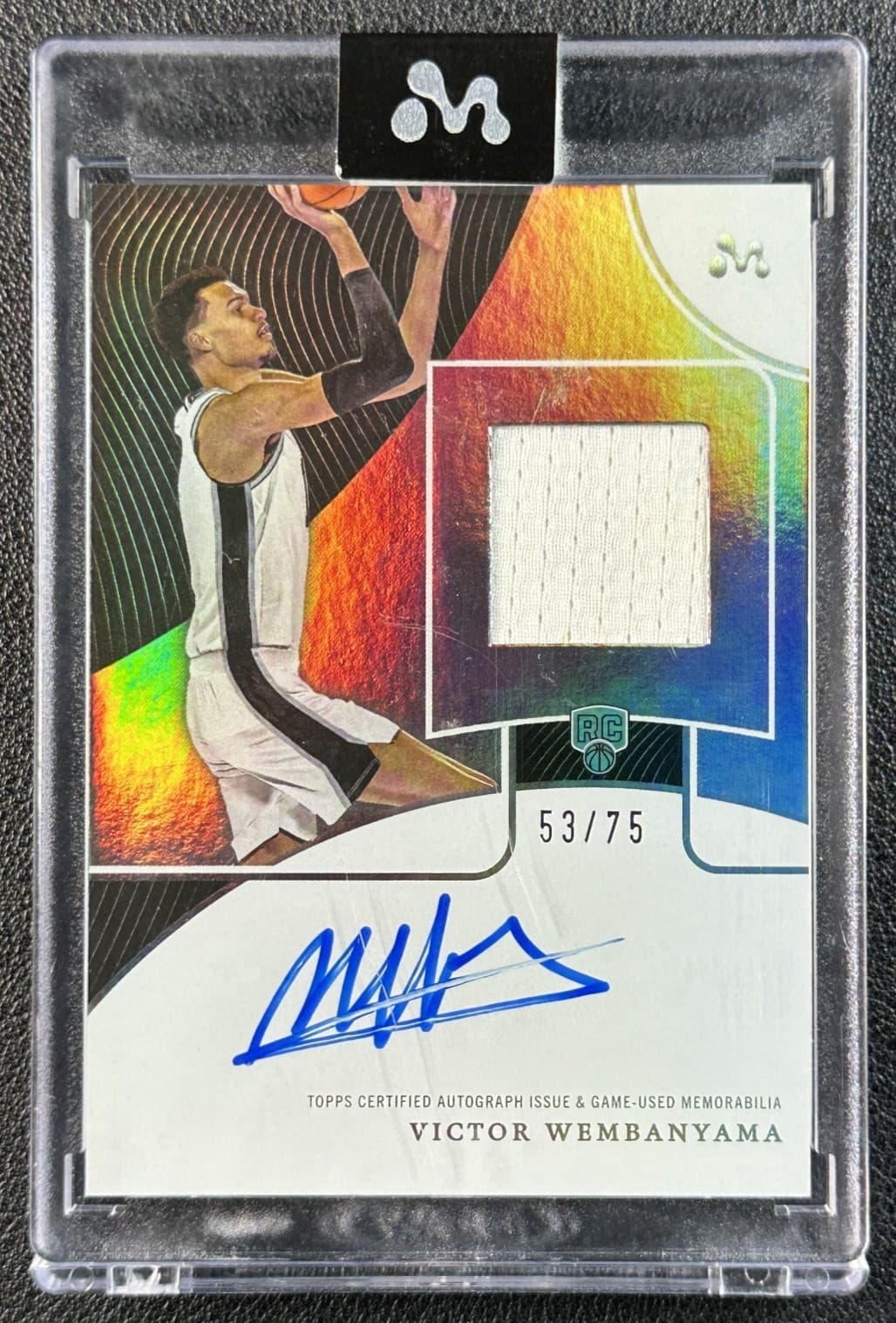VICTOR WEMBANYAMA 2023-24 TOPPS MERCURY ROOKIE NBA DEBUT GU JERSEY AUTO RC 53/75