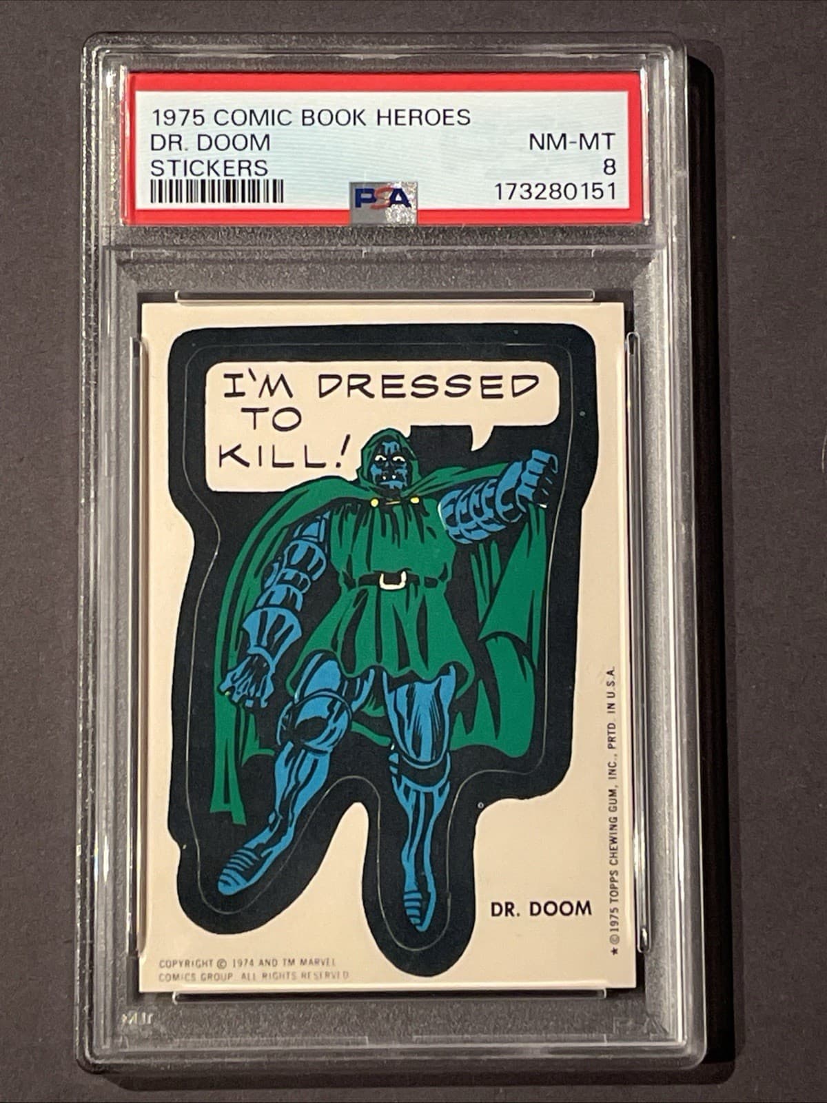 1975 Topps Marvel DR DOOM PSA 8 RC Rookie. Doctor Comic Book Heroes Stickers