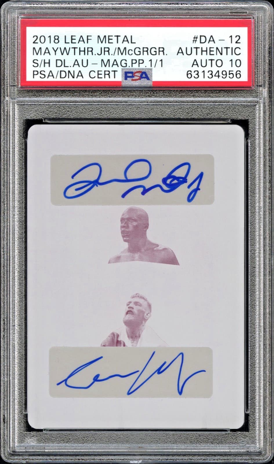 2018 Leaf Metal Conor McGregor/Floyd Mayweather Dual Auto Plate 1/1 PSA Auto 10