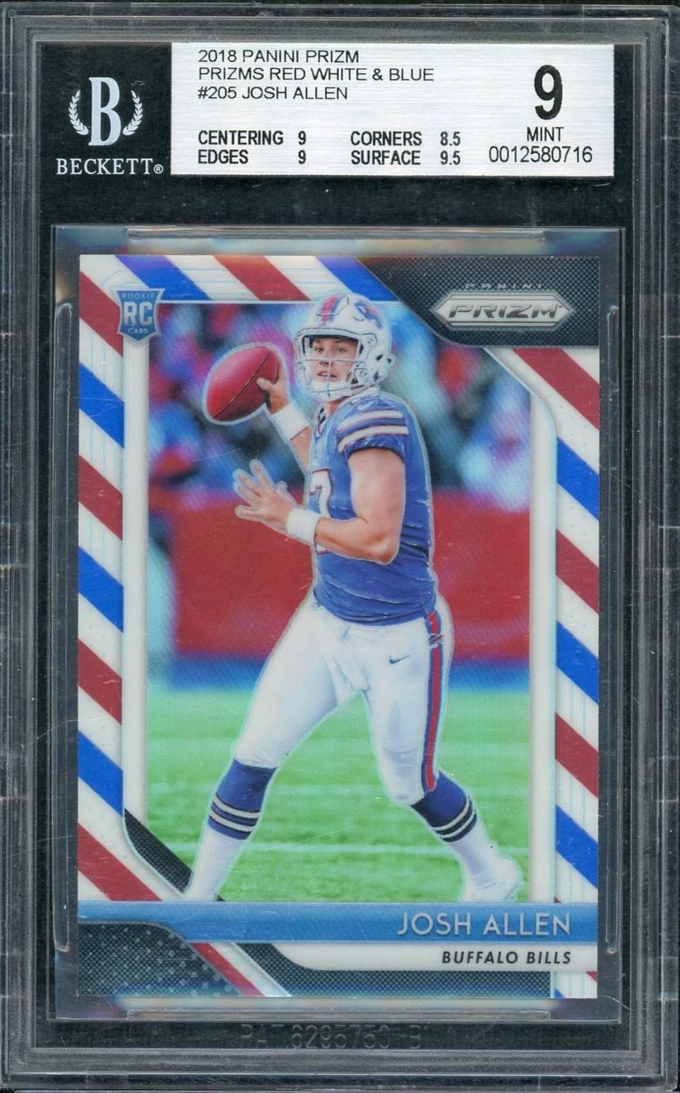 2018 Panini Prizm Josh Allen Rookie Red/White/Blue Prizm #205 BGS 9