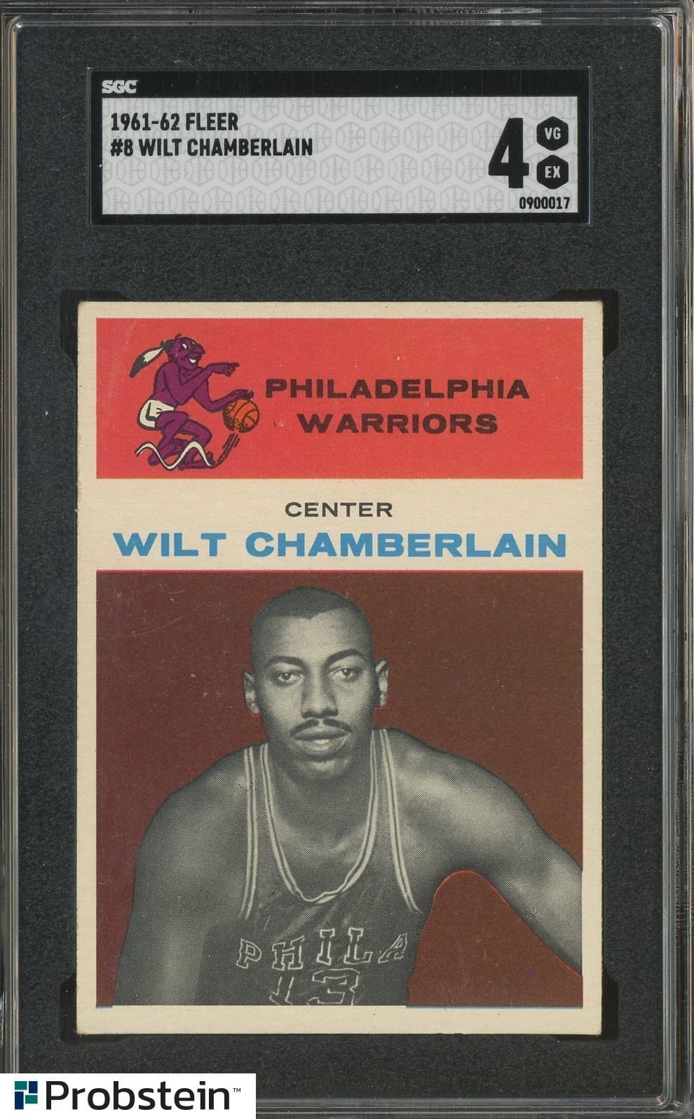 1961-62 Fleer Basketball #8 Wilt Chamberlain RC Rookie HOF SGC 4 WELL CENTERED