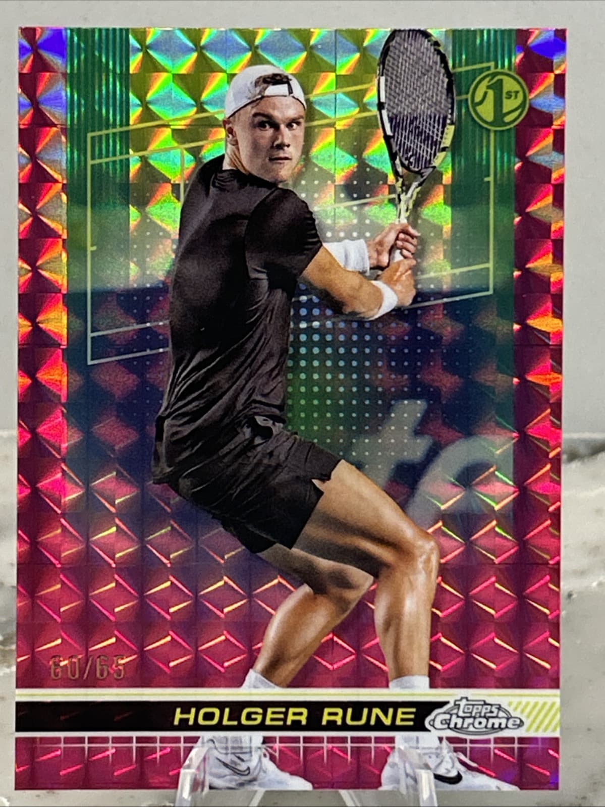 2024 Topps Chrome Tennis #161 Holger Rune Pink Geometric/65 1st 🇩🇰 