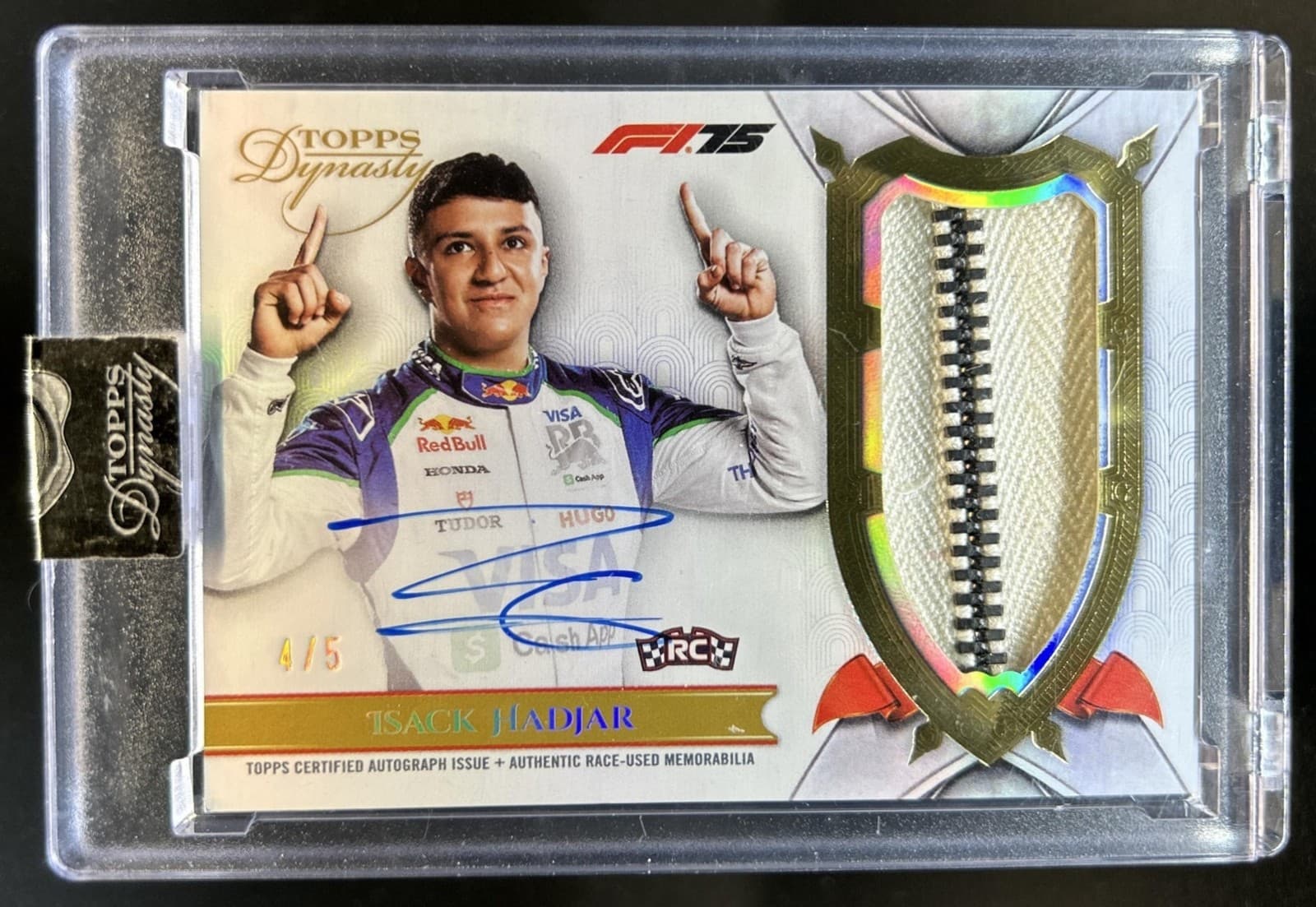 2025 Topps Dynasty F1 Isack Hadjar Auto Autograph Flag RC Suit Zipper Rookie #/5
