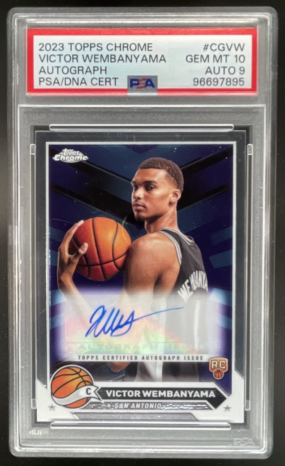 2023-24 Topps Chrome Victor Wembanyama Auto RC Rookie #CG-VW Spurs PSA 10