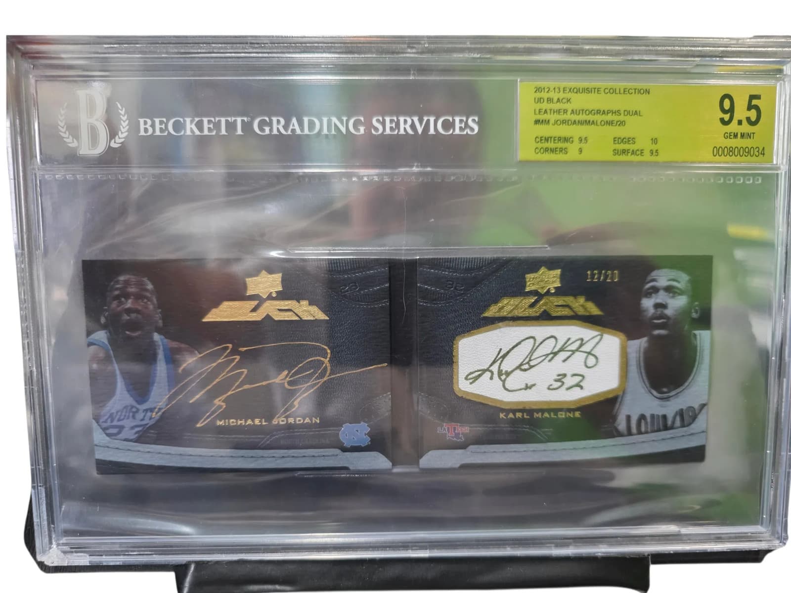 2012 Exquisite UD Black Auto Karl Malone Michael Jordan #MM /Karl  9.5 Auto 10