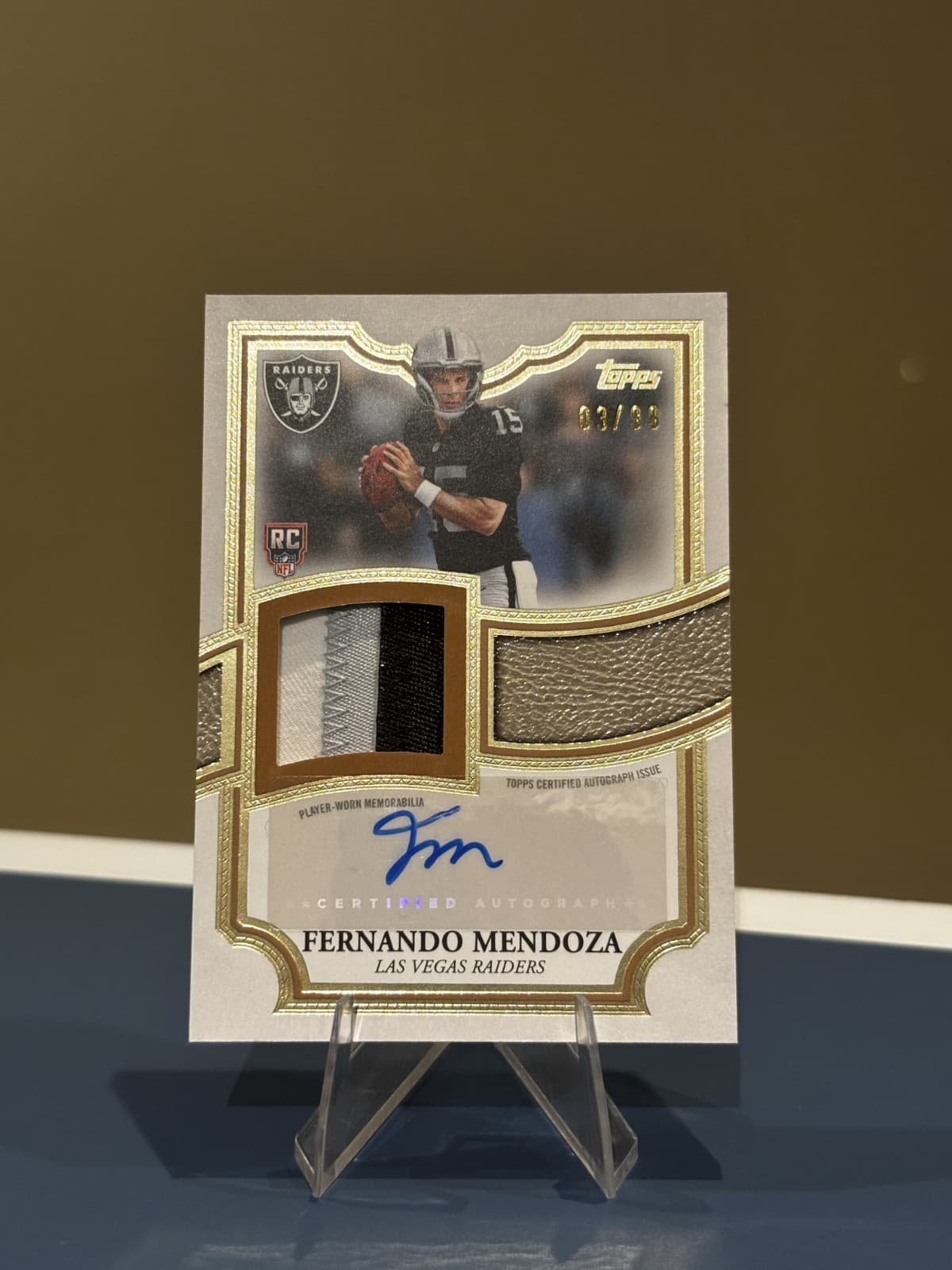 2026 Topps Flagship Fernando Mendoza Rookie Patch Auto RPA /99 ARP-FM Raiders