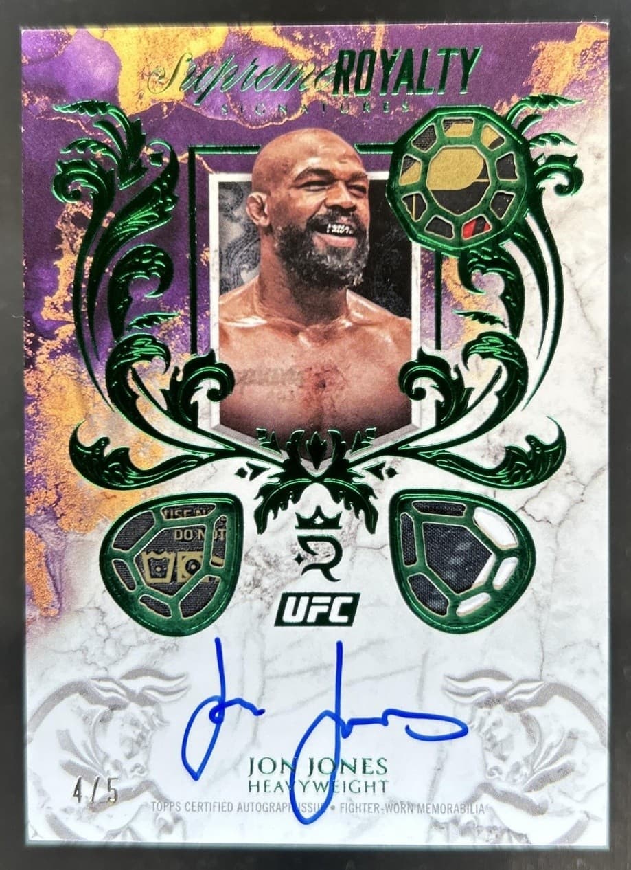2025 Topps UFC Royalty Jon Jones Supreme Signatures Green Auto #/5
