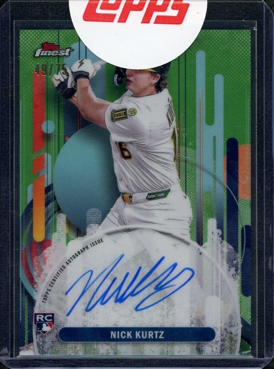 2025 Topps Finest Nick Kurtz Green Refractor Rookie Auto /75 #NK