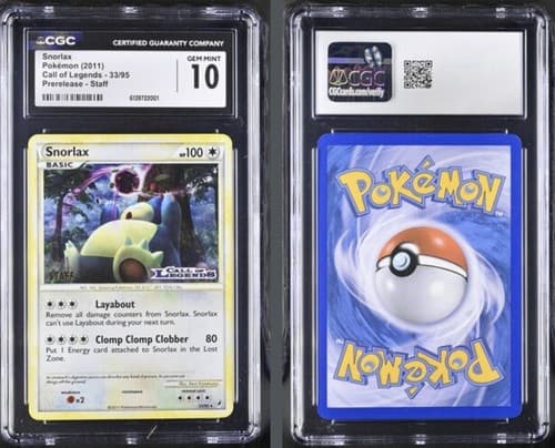 2011 Pokemon Snorlax Holo Call Of Legends Prerelease STAFF #33 CGC 10 | POP 1!
