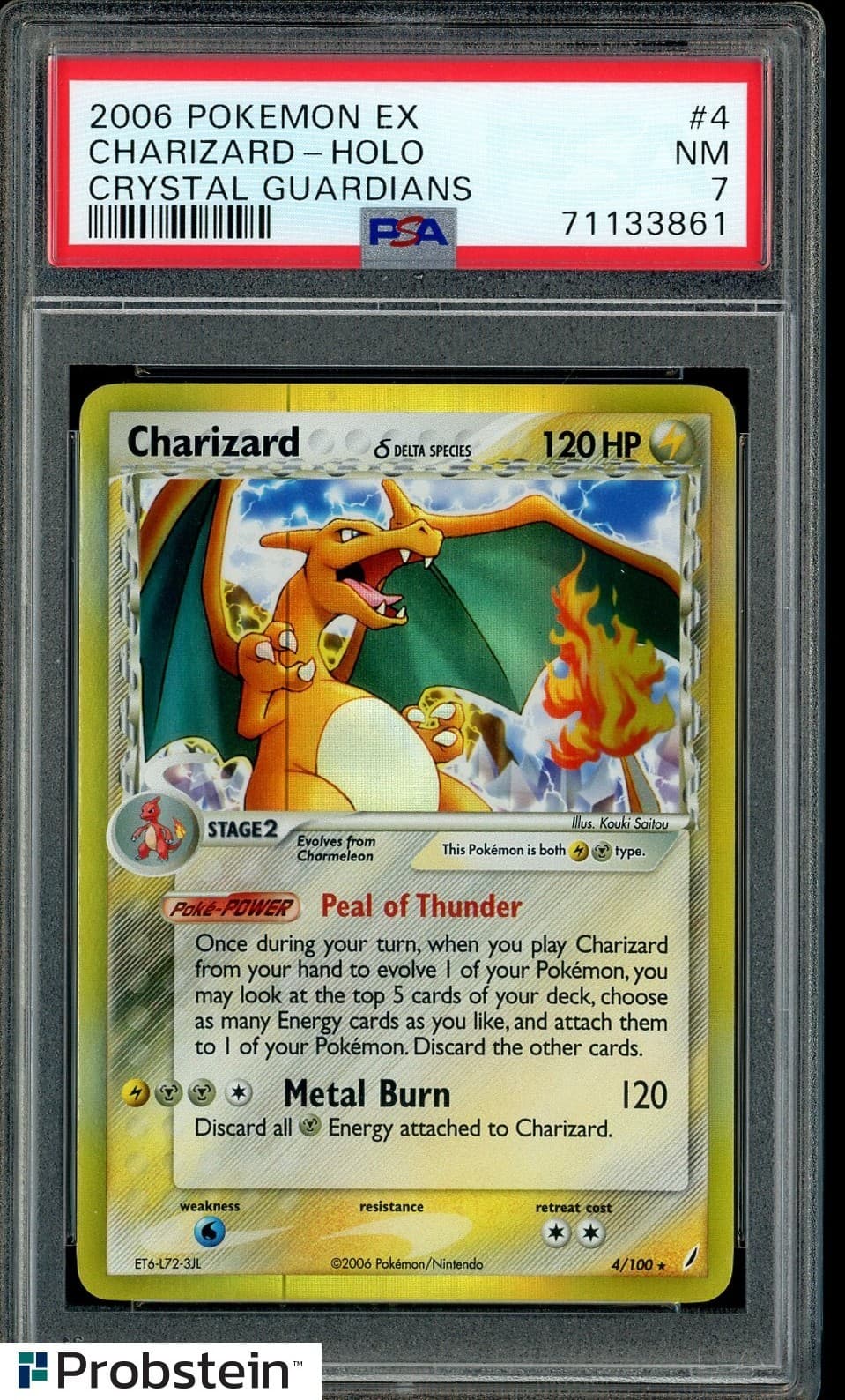 2006 Pokemon Ex Crystal Guardians #4 Charizard Holo Psa 7 Nm