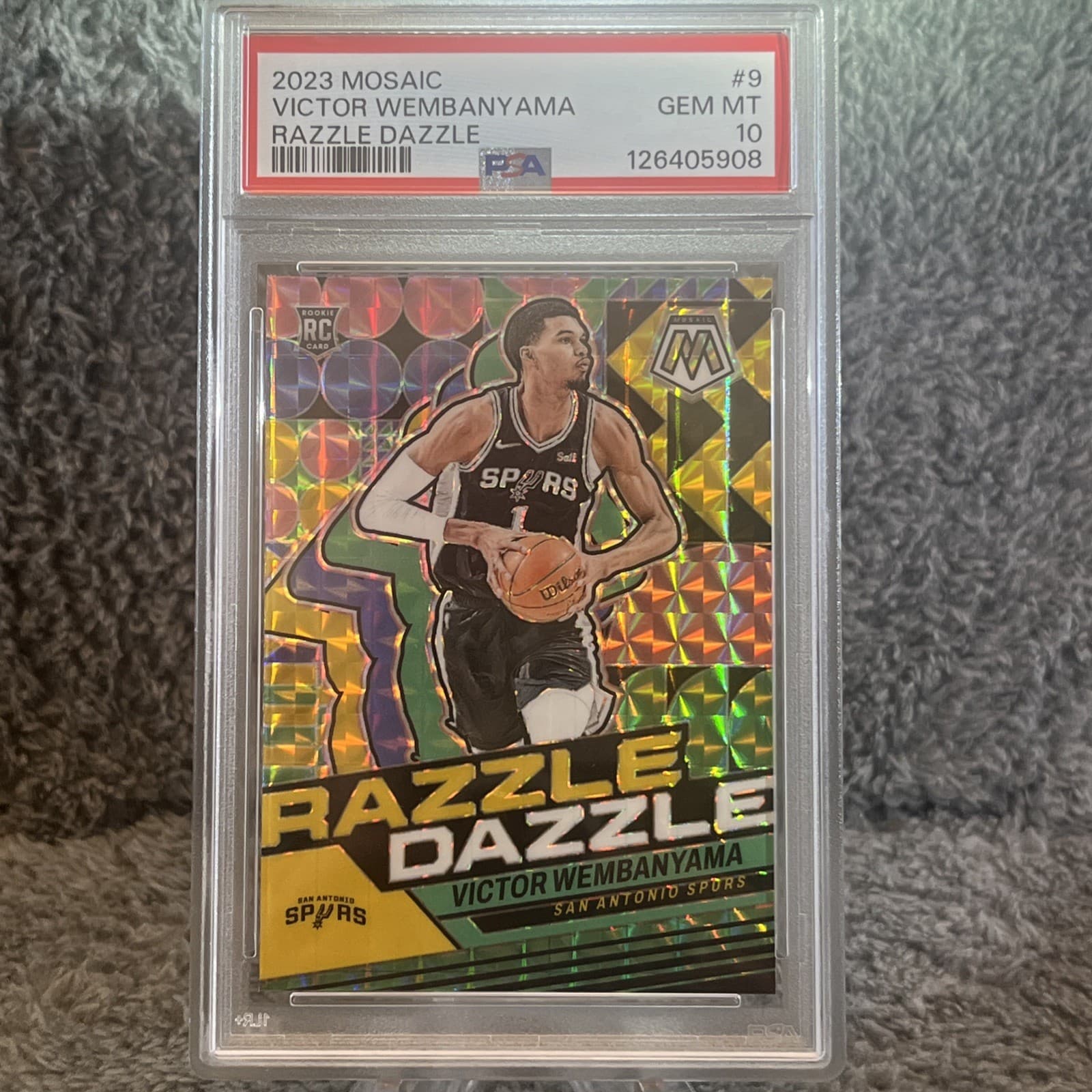 VICTOR WEMBANYAMA PSA 10 2023 PANINI MOSAIC ROOKIE RAZZLE DAZZLE CASE HIT RC #9