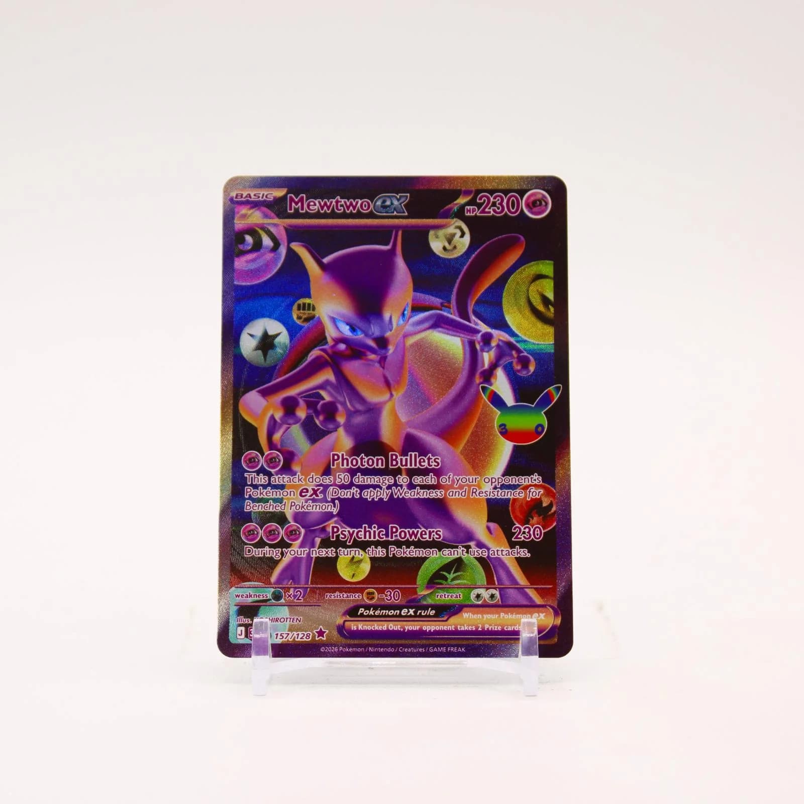 Mewtwo ex - 157/128 30th Celebration Holo Futuristic Rare Pokemon - NM