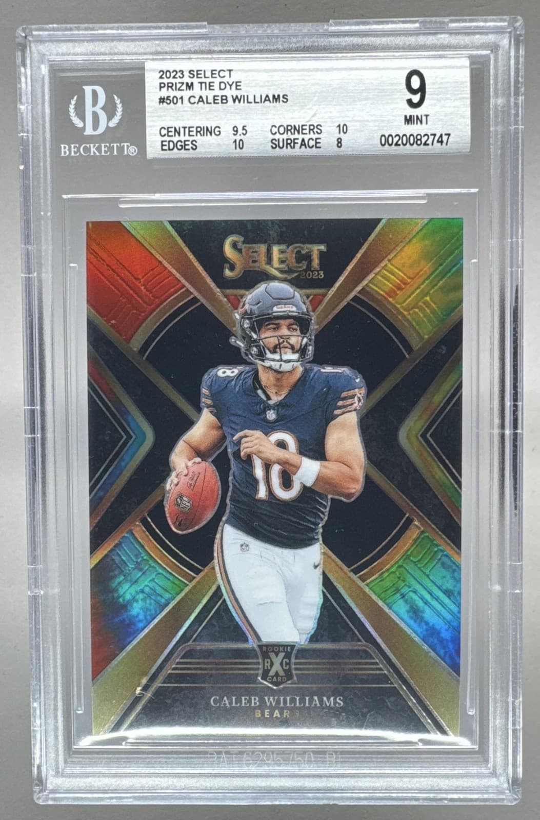 Caleb Williams 2023 Panini Select #501 Tie Dye Prizm RC Rookie XRC 19/25 BGS 9