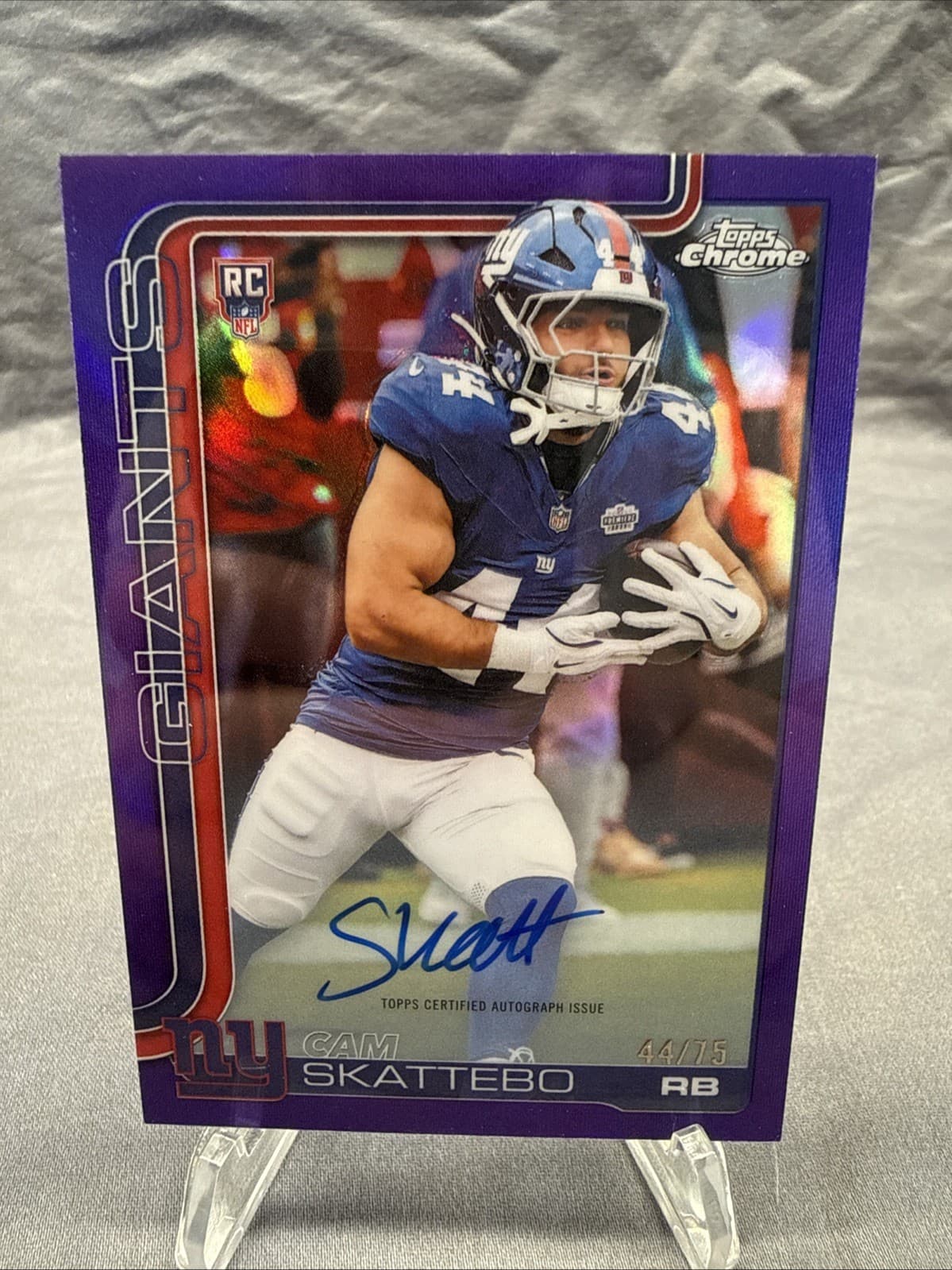 2025 TOPPS CHROME CAM SKATTEBO ROOKIE PURPLE REFRACTOR AUTO VARIATION /75 RC AU